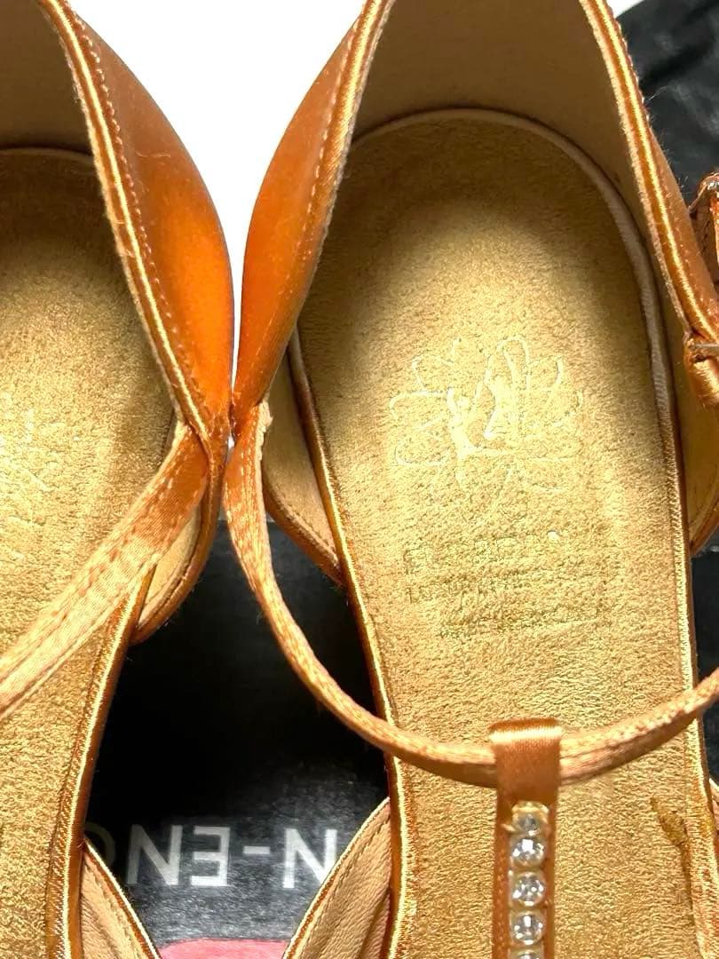 新品！スーパーダンス23センチ　社交ダンスラテン用オレンジブラウンオープントゥ