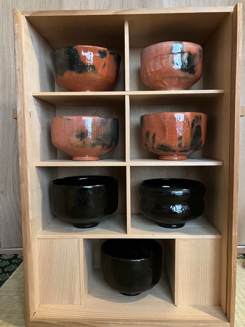 茶道　茶碗　和楽造　楽七種茶碗セット　桐外箱　小箱　栞付属