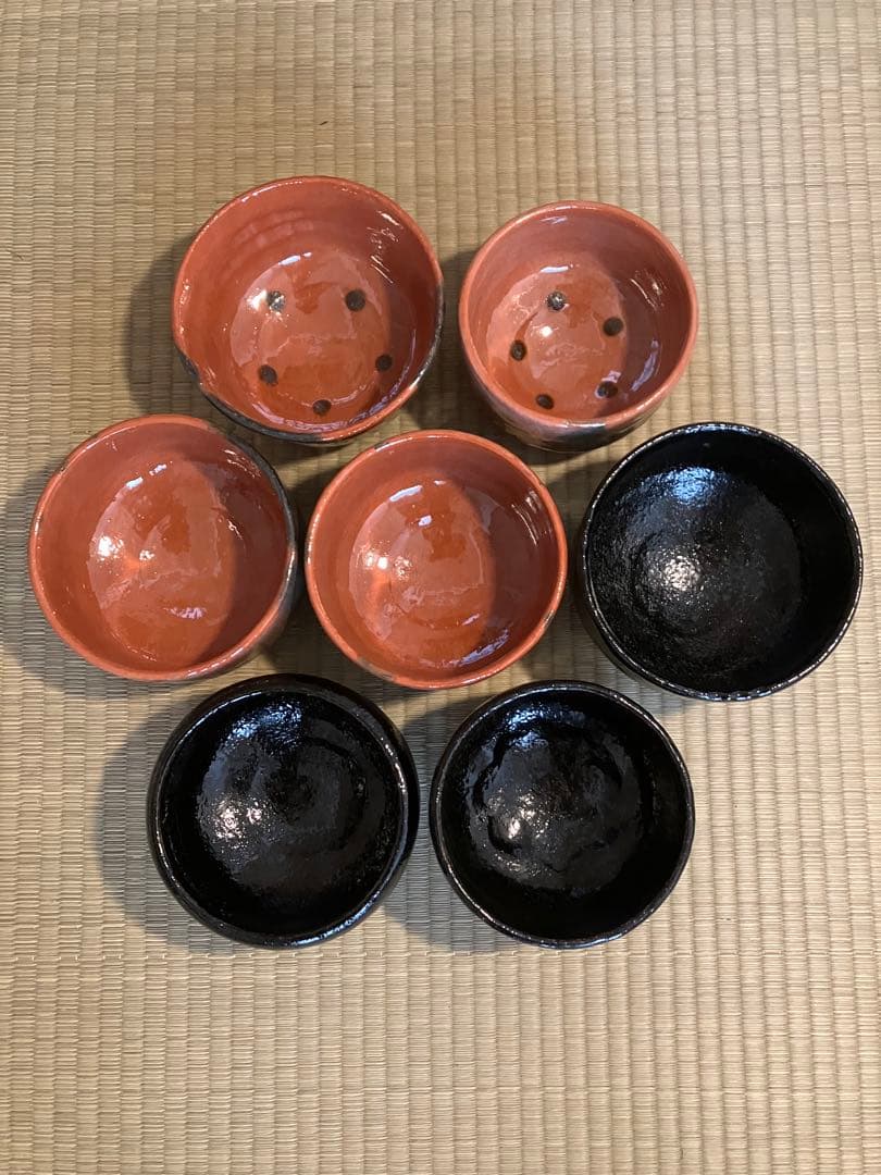 茶道　茶碗　和楽造　楽七種茶碗セット　桐外箱　小箱　栞付属