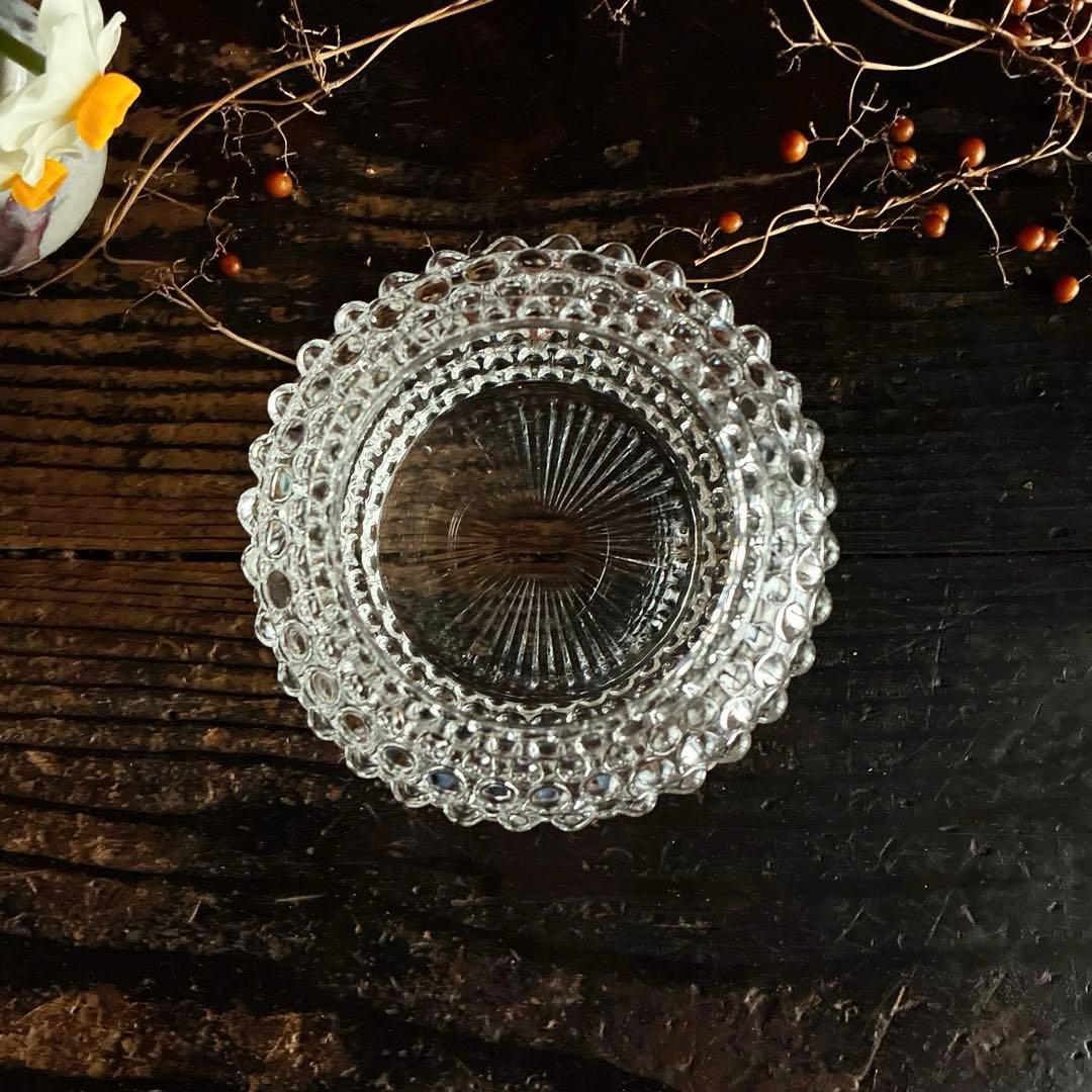 骨董　時代ガラス　希少　霰プレス　飴屋瓶　菓子瓶　お菓子入れ　ボンボニエール