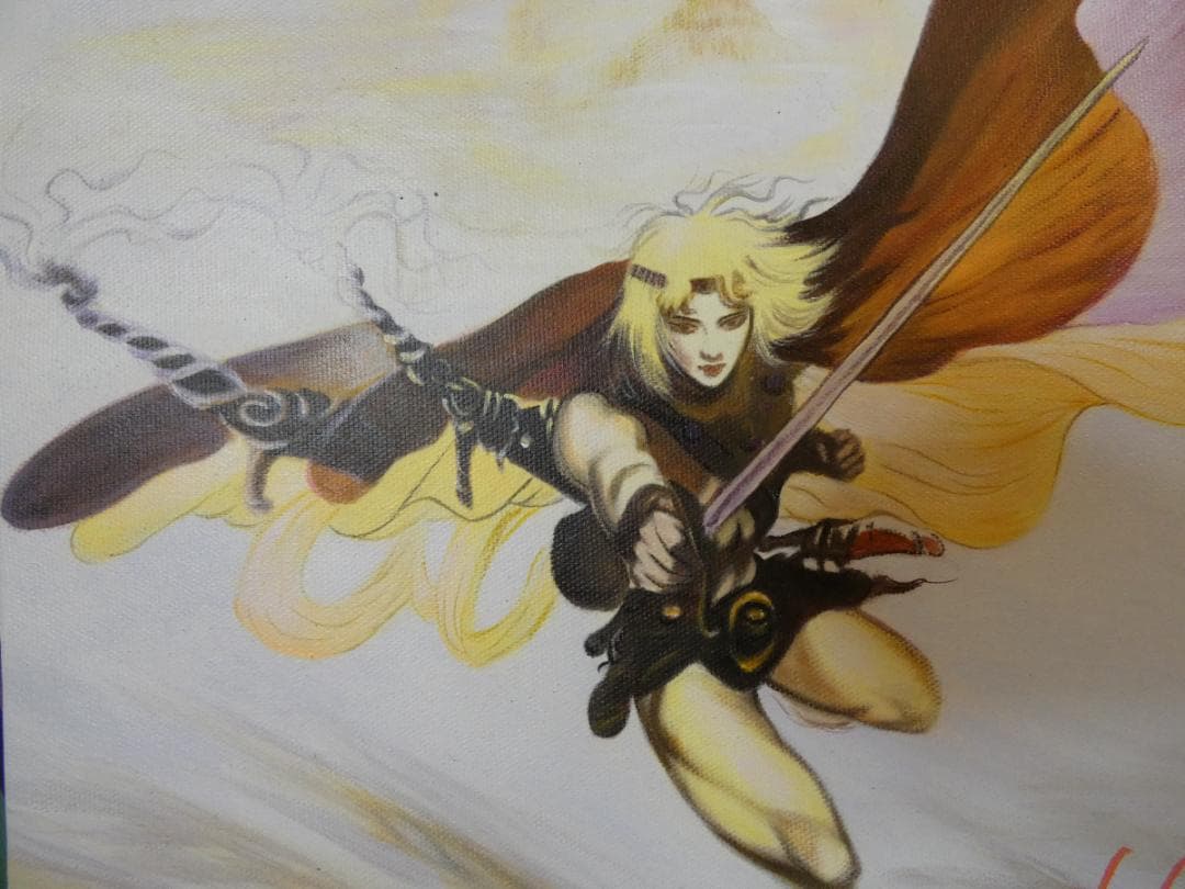 人物画　油絵　天野喜孝　F6　額付き　手描き　肉筆