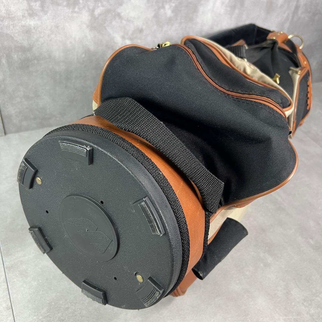 比較的状態良好　ミズノ　キャディバッグ　6分割　カート式　一部レザー　本革