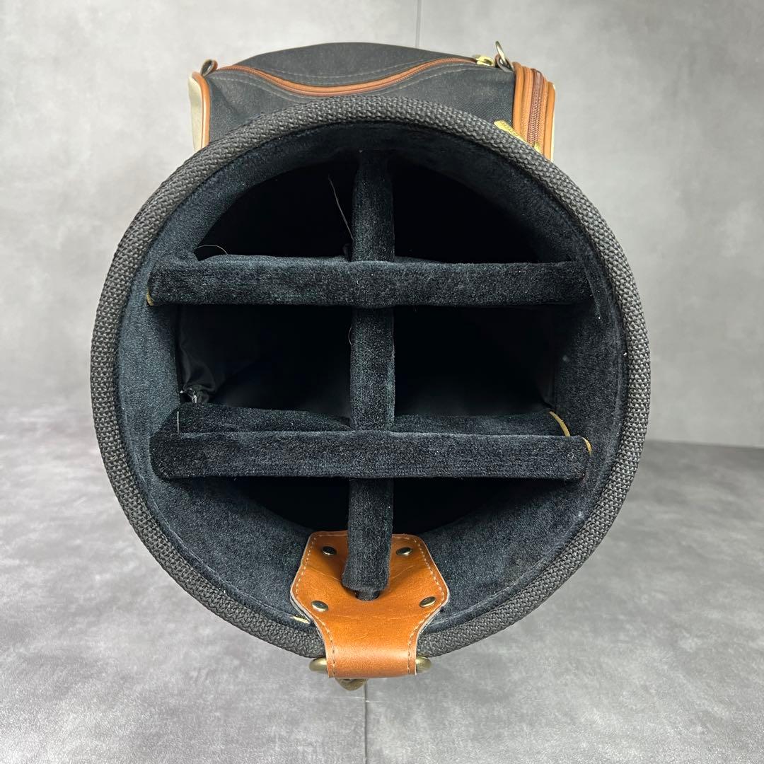 比較的状態良好　ミズノ　キャディバッグ　6分割　カート式　一部レザー　本革