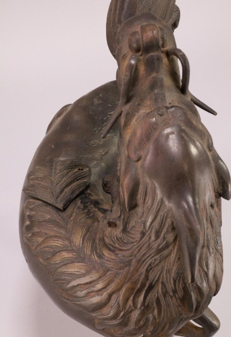 古美術品　時代　古銅　麒麟形香炉　高29.5㎝　神獣 置物 金属工芸 BJ164