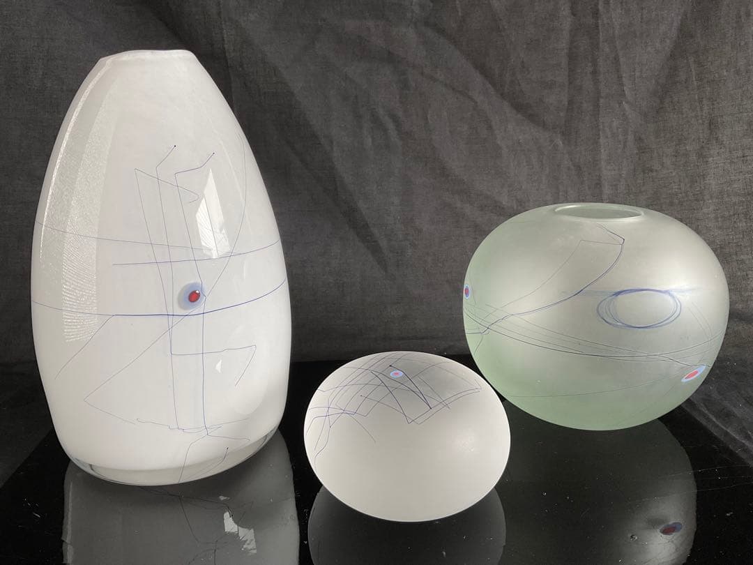 米原 眞司「ラインドローイング」①1990年代ガラス花瓶