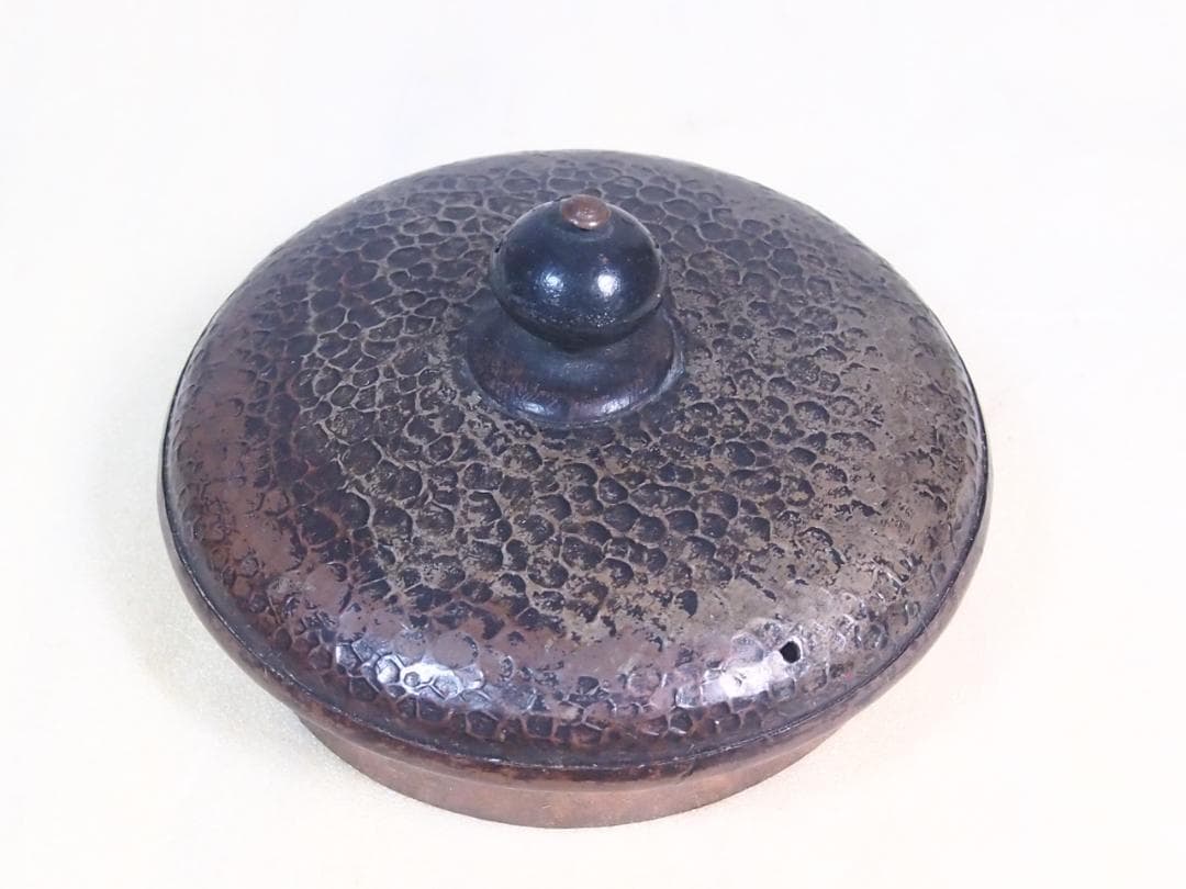 【良品】清富堂造 鎚起銅器 扇面 銅薬缶/銅やかん 打ち出し銅 アンティーク骨董