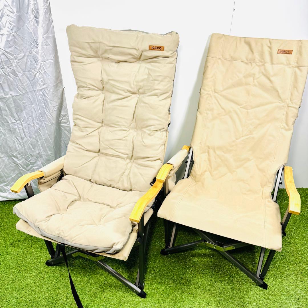美品セット ICECO 折りたたみアウトドアチェア　クッションカバセット 2脚