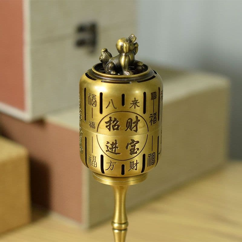 銅製 龍鳳呈祥博山炉 塔香沈香炉 室内檀香炉 茶道具 香道具 装飾品 工芸品置物