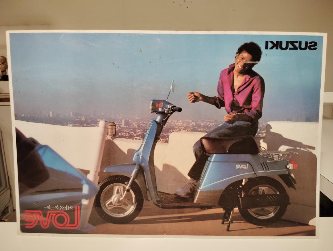 昭和レトロ★スズキ ラブ スクーター バイク マイケルジャクソン 宣伝 パネル