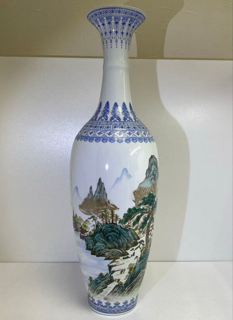 中国景徳鎮　薄胎　大花瓶　箱付　高さ約65㎝　東Y8-0128☆2Fタサオ