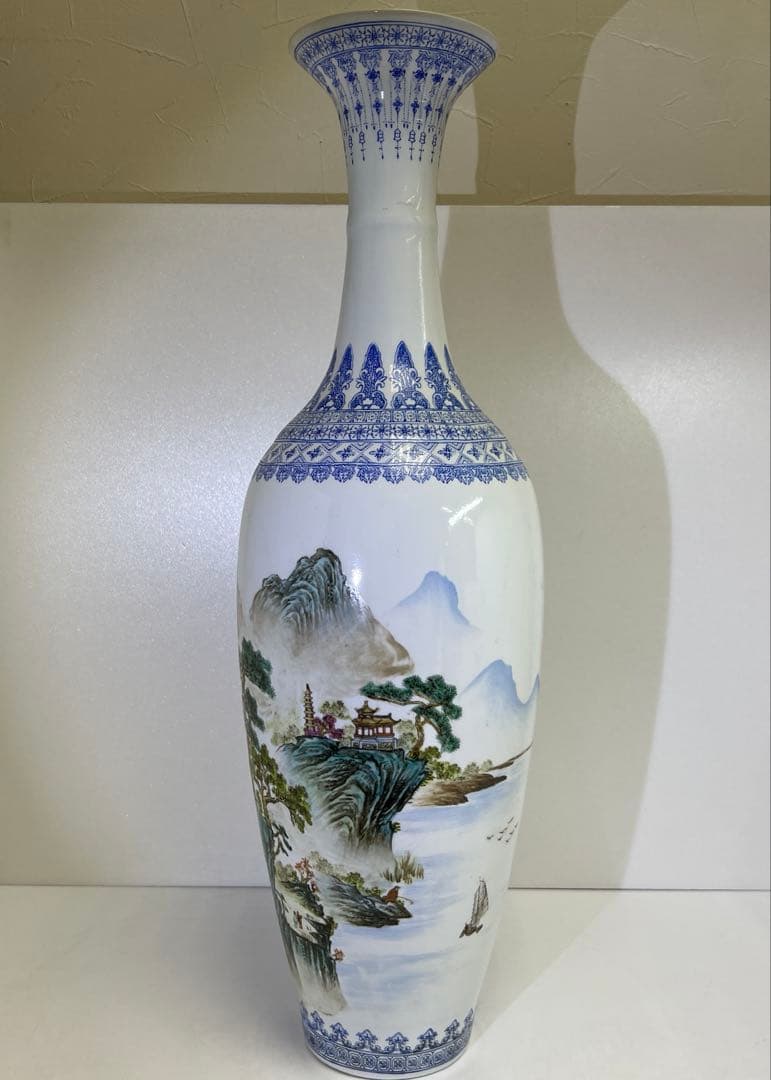 中国景徳鎮　薄胎　大花瓶　箱付　高さ約65㎝　東Y8-0128☆2Fタサオ