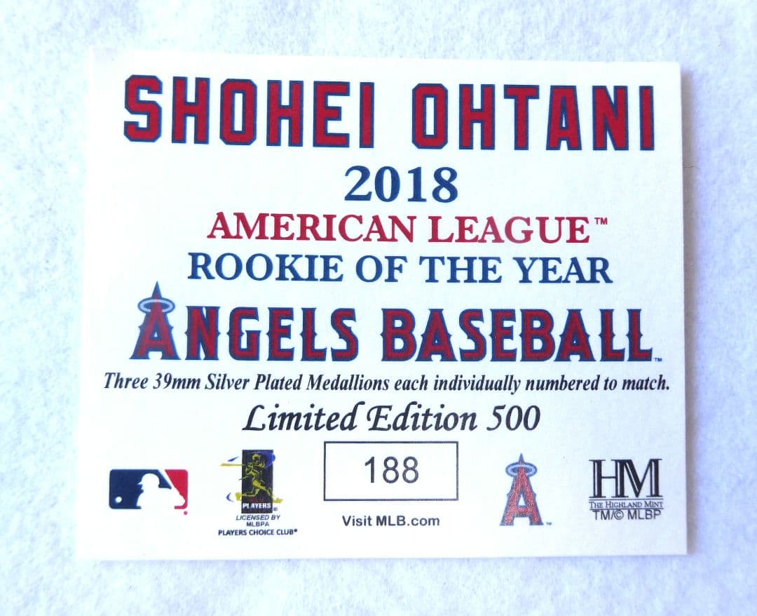 【超レア500個限定】大谷翔平、2018年、一生に一度の新人王、超レア