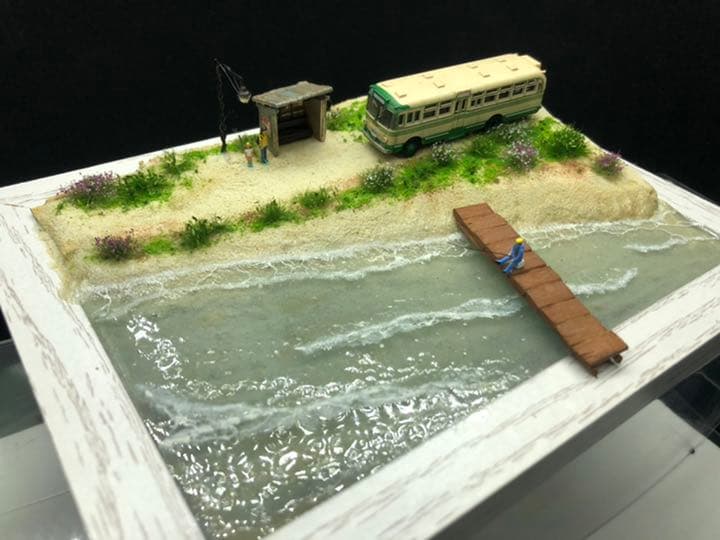 海が見えるバス停　ジオラマ