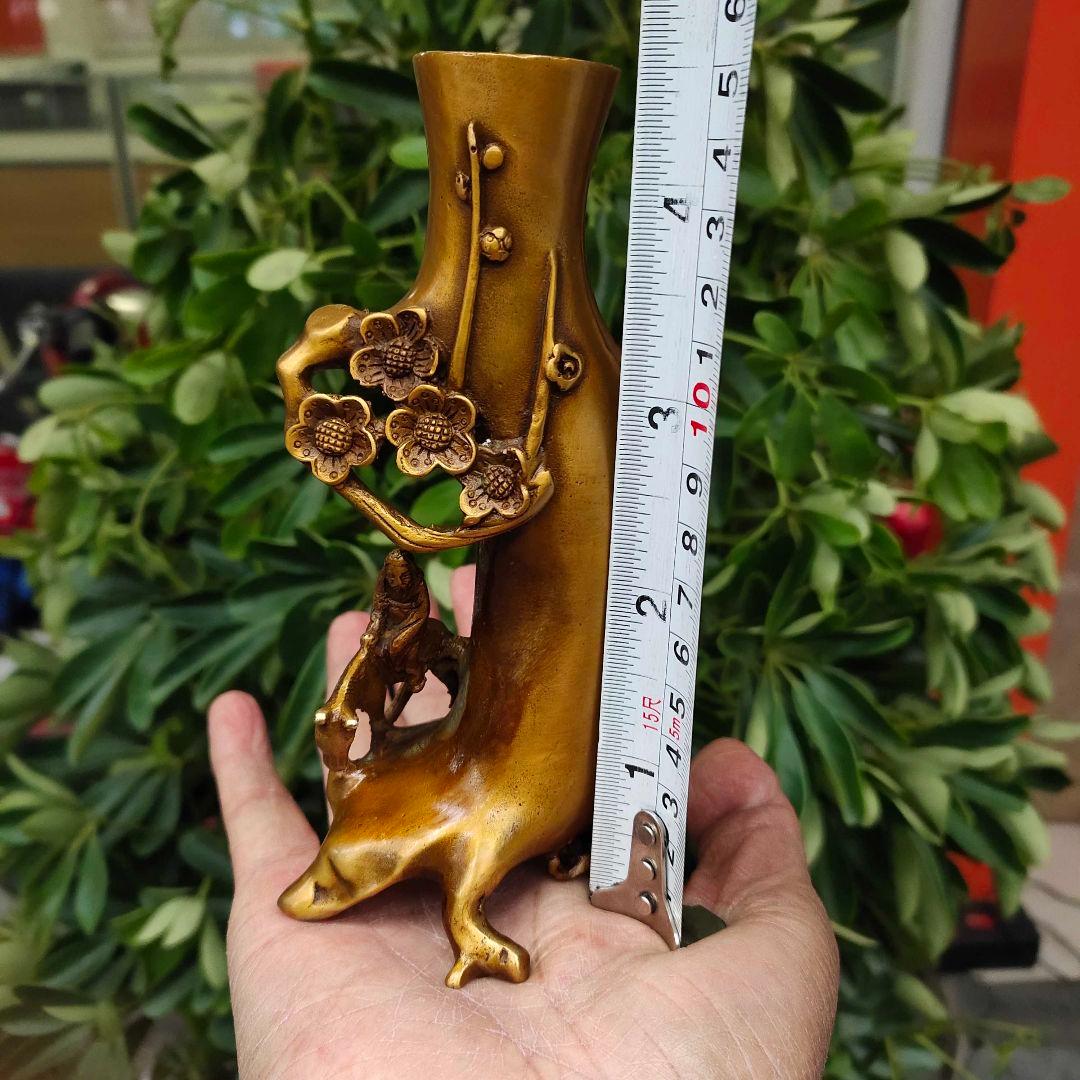 銅器 梅花の切り株 走馬観花 筆箱 書道具 文房具 工芸品 美術品 置物