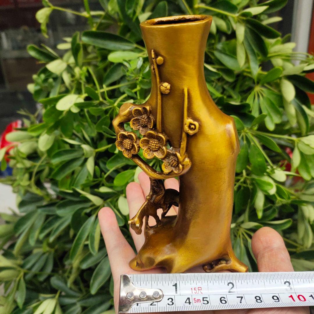 銅器 梅花の切り株 走馬観花 筆箱 書道具 文房具 工芸品 美術品 置物