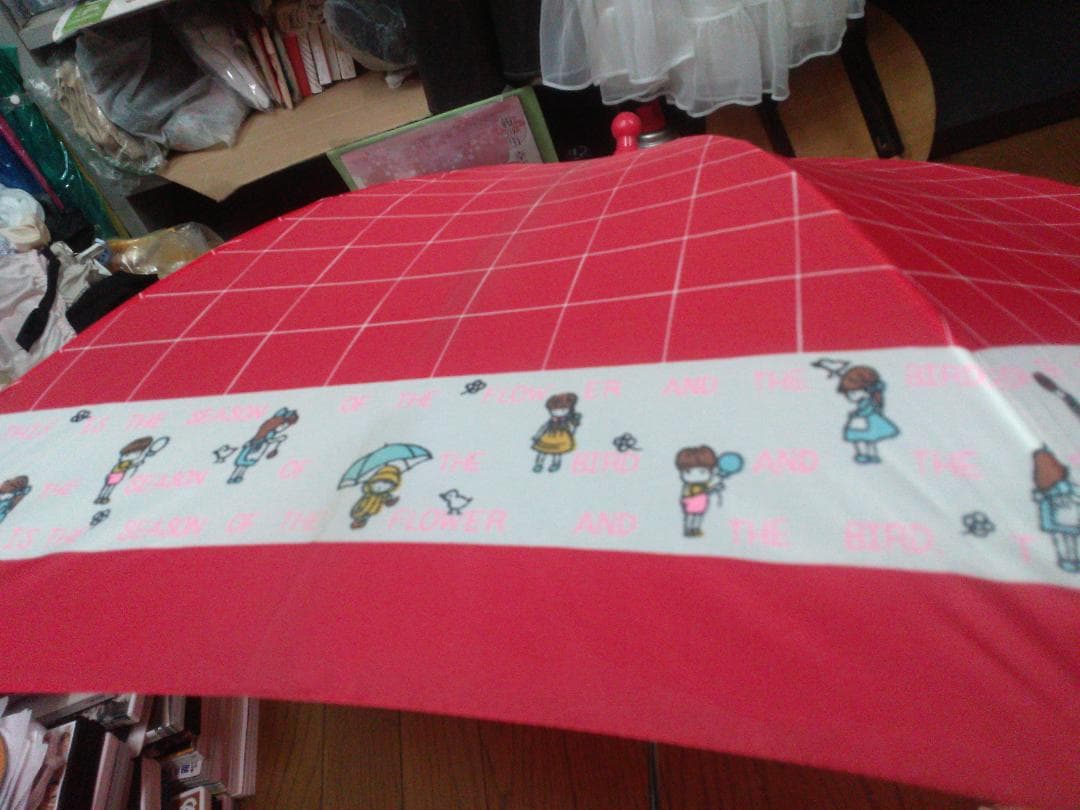 ④レトロ　昭和の傘　女の子　赤　50cm　未使用　未開封　アンティーク　可愛いな