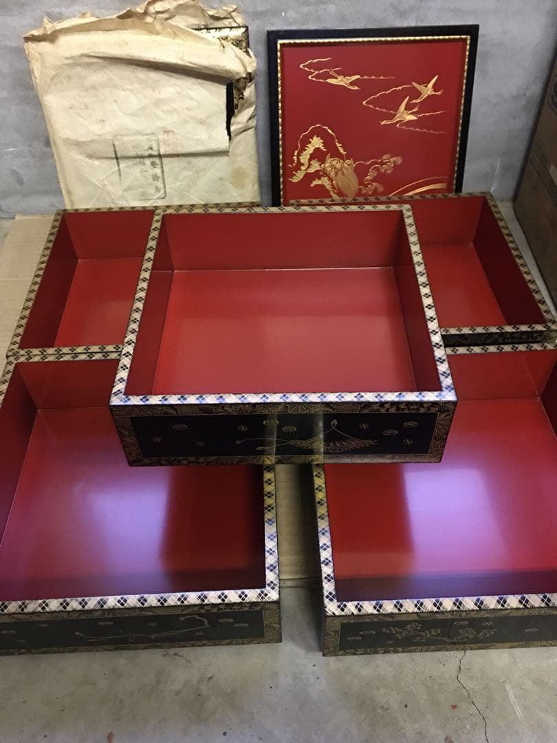 古い重箱　骨董　昭和レトロ