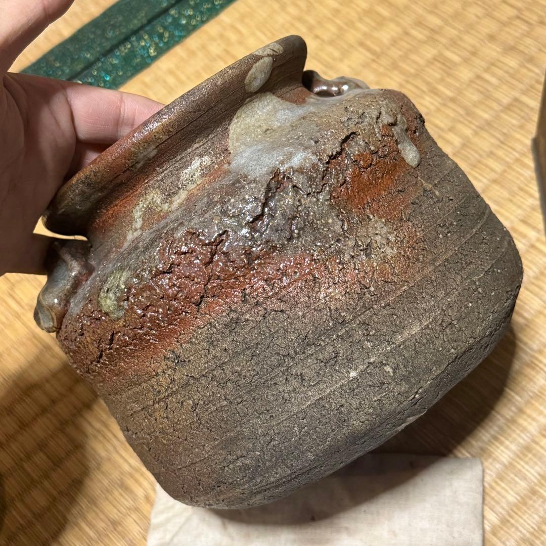 時代 古伊賀水指/日本美術 伊賀焼 茶道具 壷 骨董品 時代品 古美術品