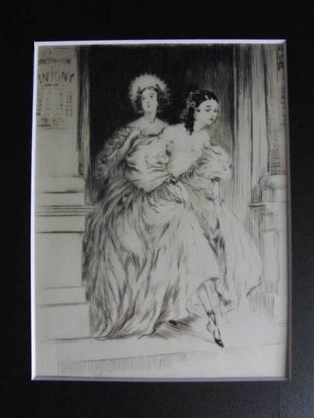 ルイ・イカール、芝居のあと、希少限定画集画、新品額装付