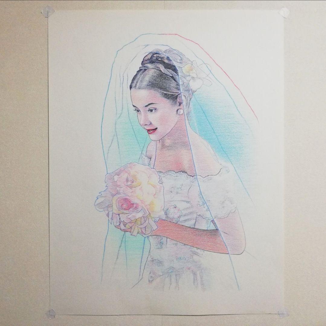 色鉛筆画 イラストレーション 雑誌表紙 原画 「今どきの結婚式」