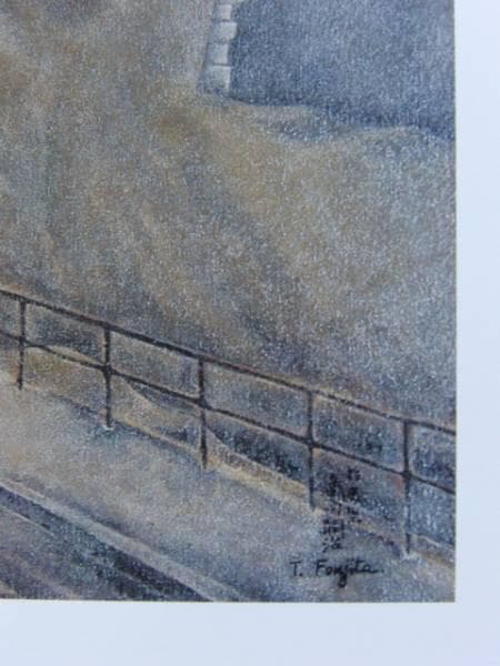 藤田嗣治、【パリ風景】、希少画集画、高級新品額・額装付、状態良好