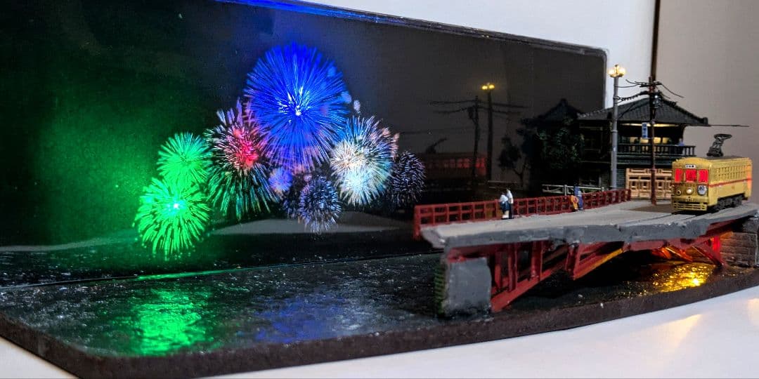 ジ*番様 Nゲージ・情景ジオラマ【橋から眺める花火…】