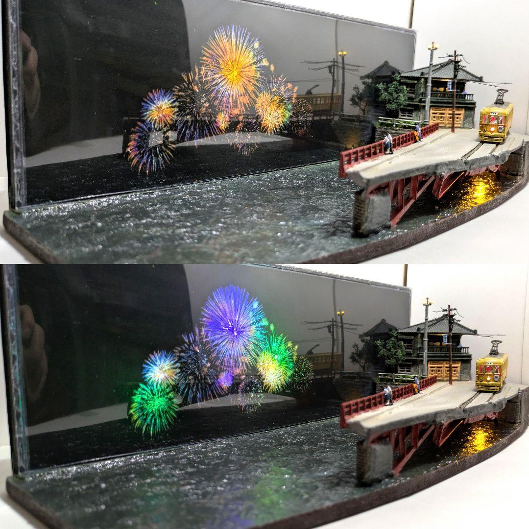 ジ*番様 Nゲージ・情景ジオラマ【橋から眺める花火…】