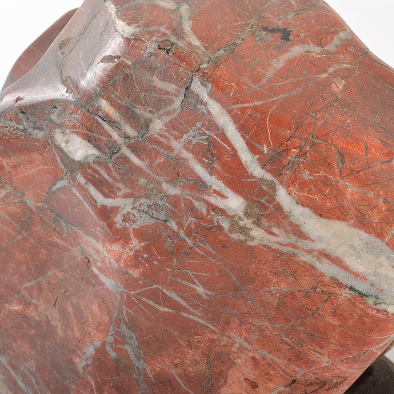 天然石　鑑賞石　佐渡赤玉石　赤石　置物　重さ約2.5㎏　唐木台付　V　R6939