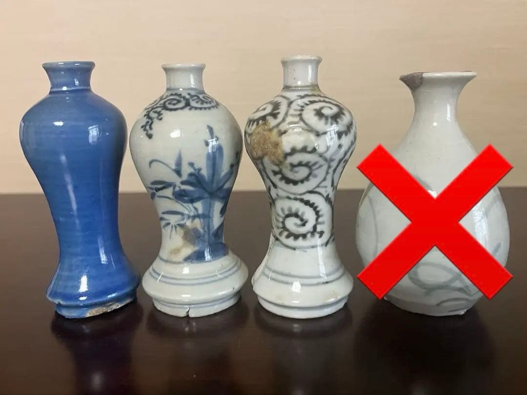 【バラ売可】江戸〜明治期 古伊万里 3点 染付 瑠璃 蛸唐草 一輪挿し 骨董