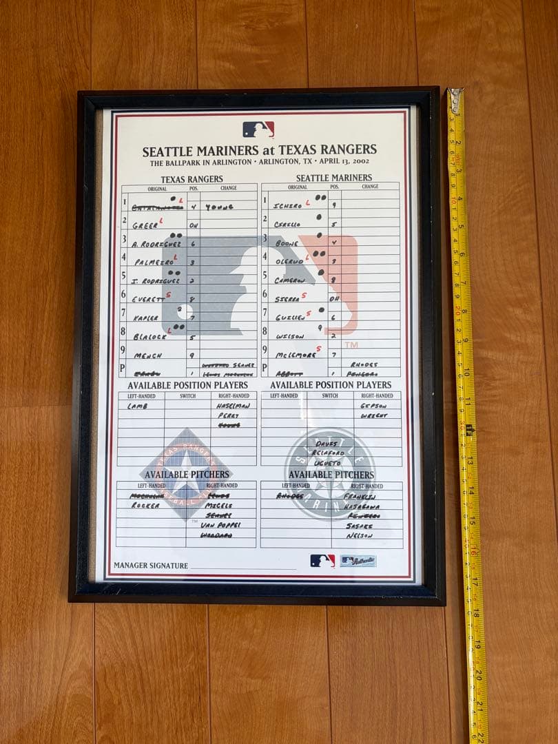 2002年 マリナーズ ラインアップ　カード　イチロー 佐々木　長谷川　Aロッド