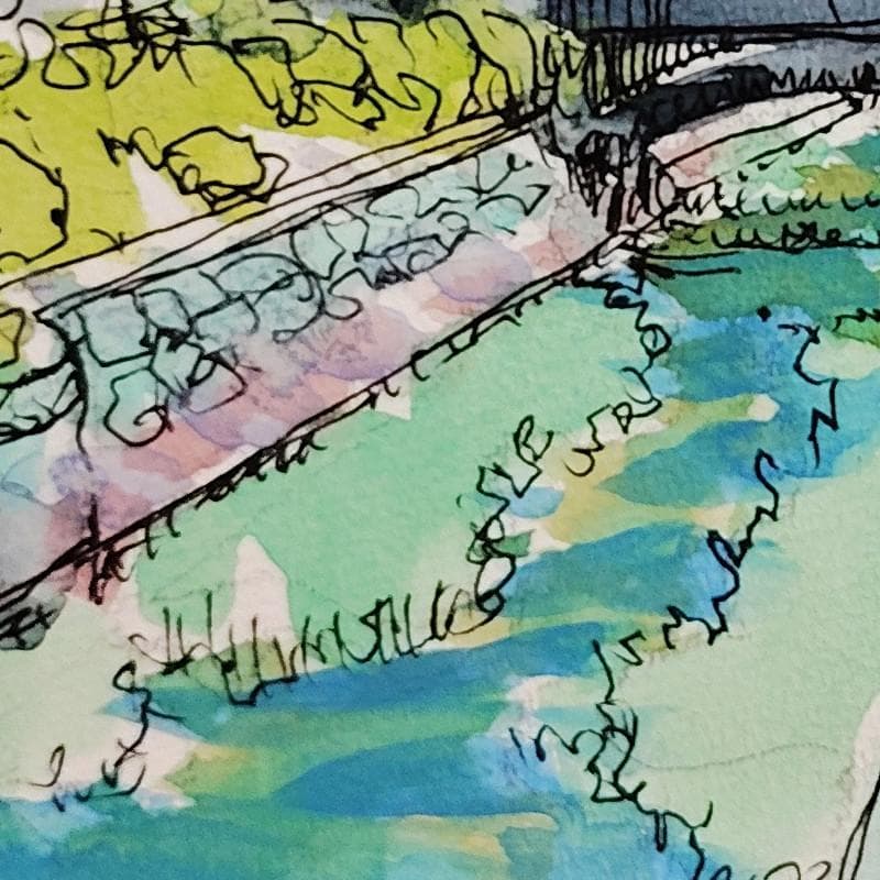 ☆青野昌勝☆「創成川公園にて」水彩画　四ツ　未使用！