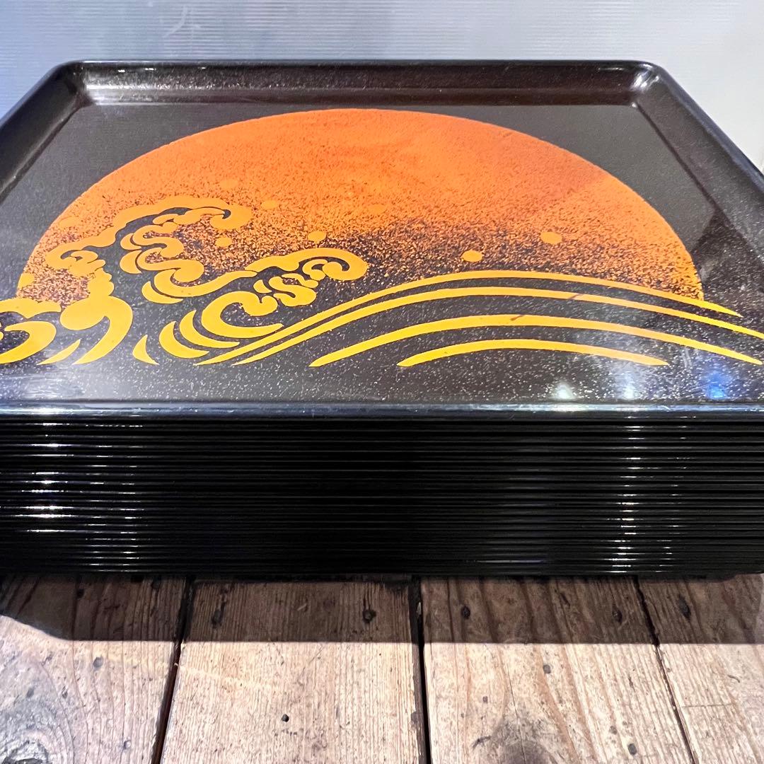 ③波　太陽　月　黒盆　和風　20枚　おまとめ　懐石　旅館　昭和レトロ