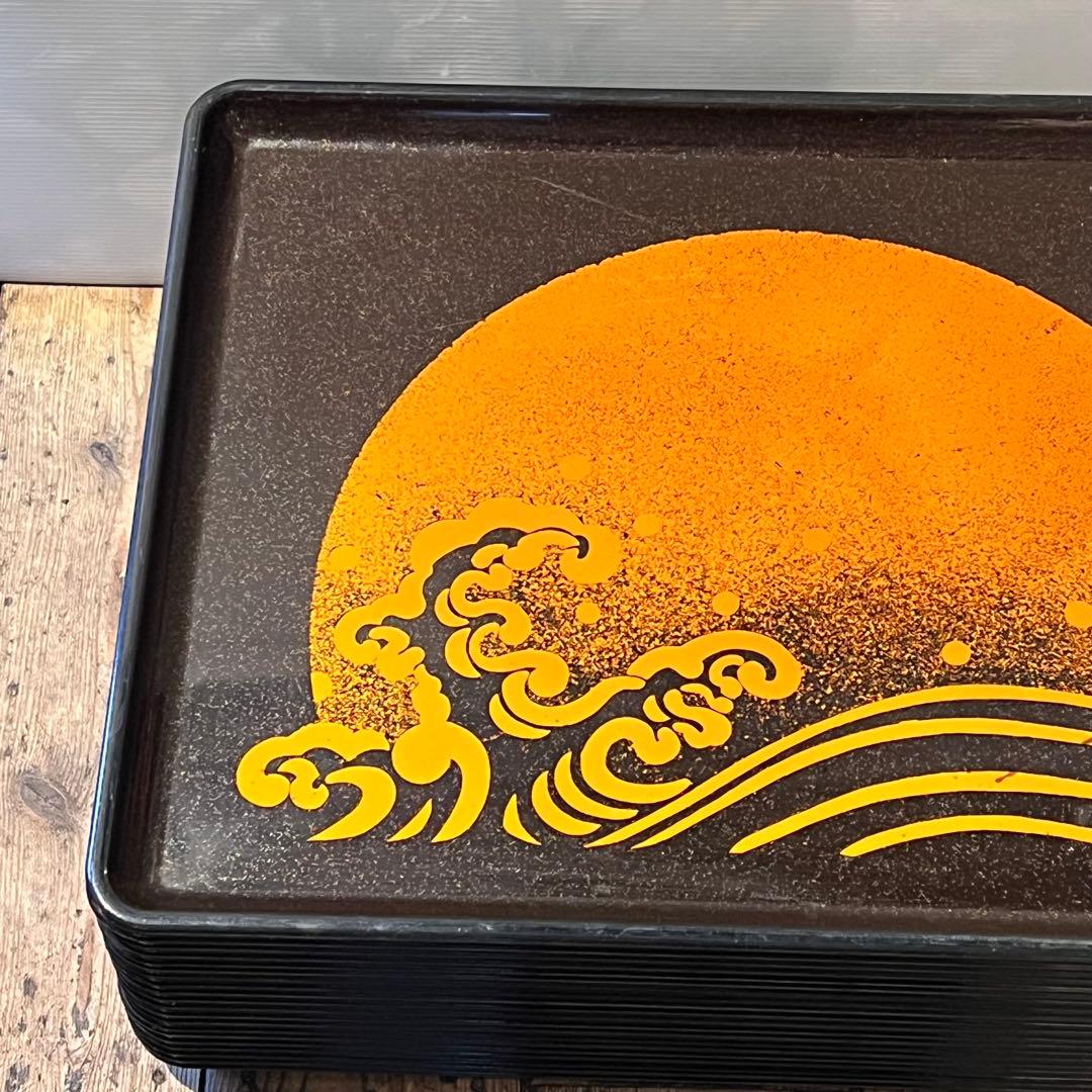 ③波　太陽　月　黒盆　和風　20枚　おまとめ　懐石　旅館　昭和レトロ