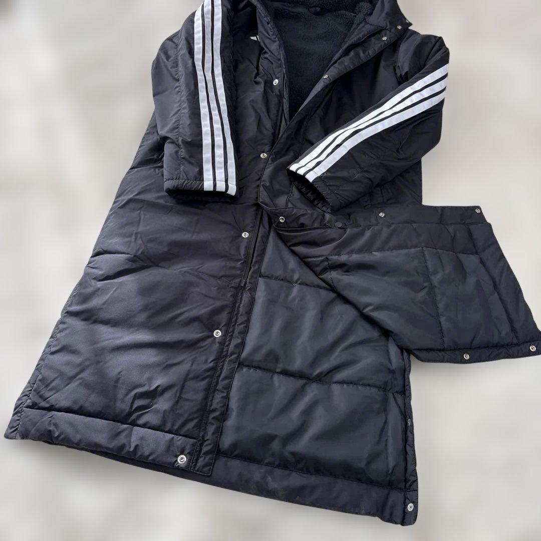 adidas ブラック ベンチコート フリース裏地 ボア M 【極美品】