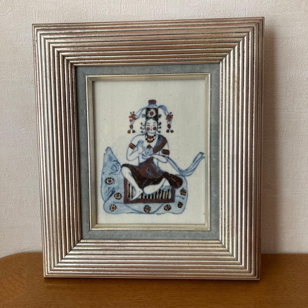 陶芸家　陶板画　額縁入り　壁掛け　作家物　陶板