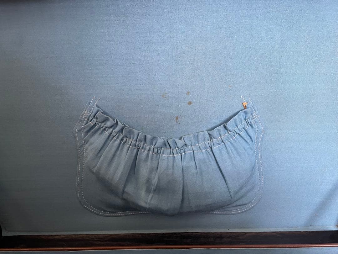 昭和レトロ ヴィンテージ トランク 本革調 内装ブルー 古道具