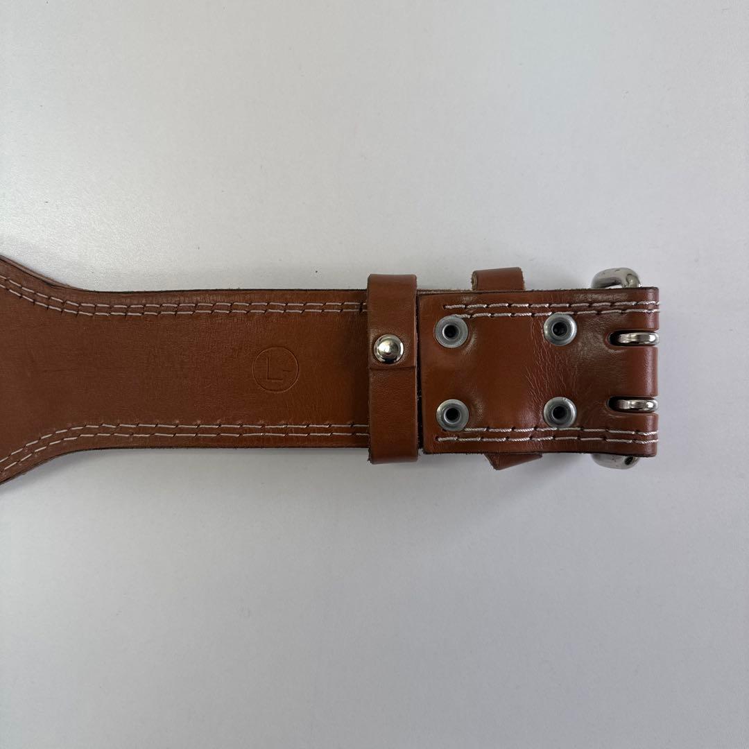 Gold's Gym レザー パワーベルト ブラウン　L