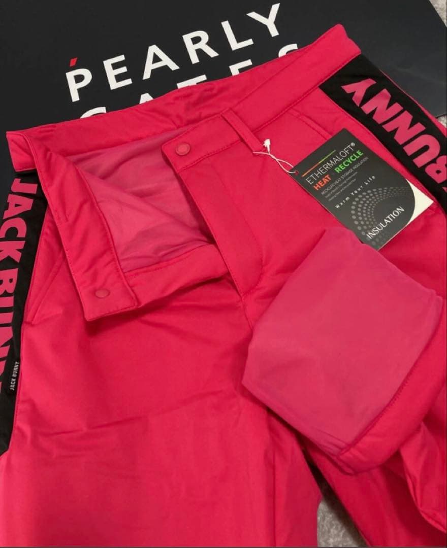 新品 パーリーゲイツ ジャックバニー PEスムース 中綿パンツ(5)L/ピンク