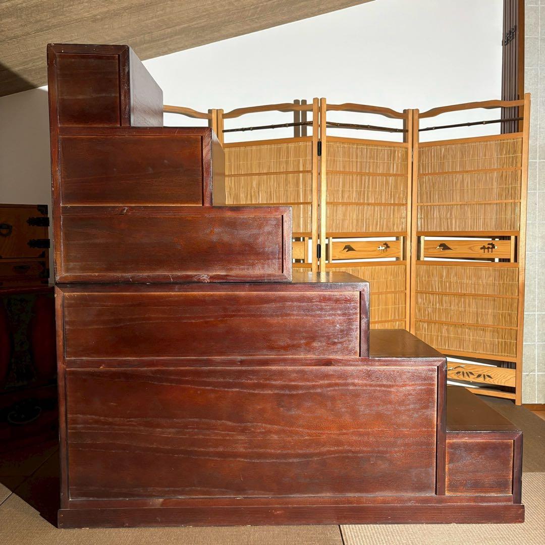 階段箪笥　6段　飾り金具　時代箪笥　伝統家具　和家具　和箪笥　民芸家具
