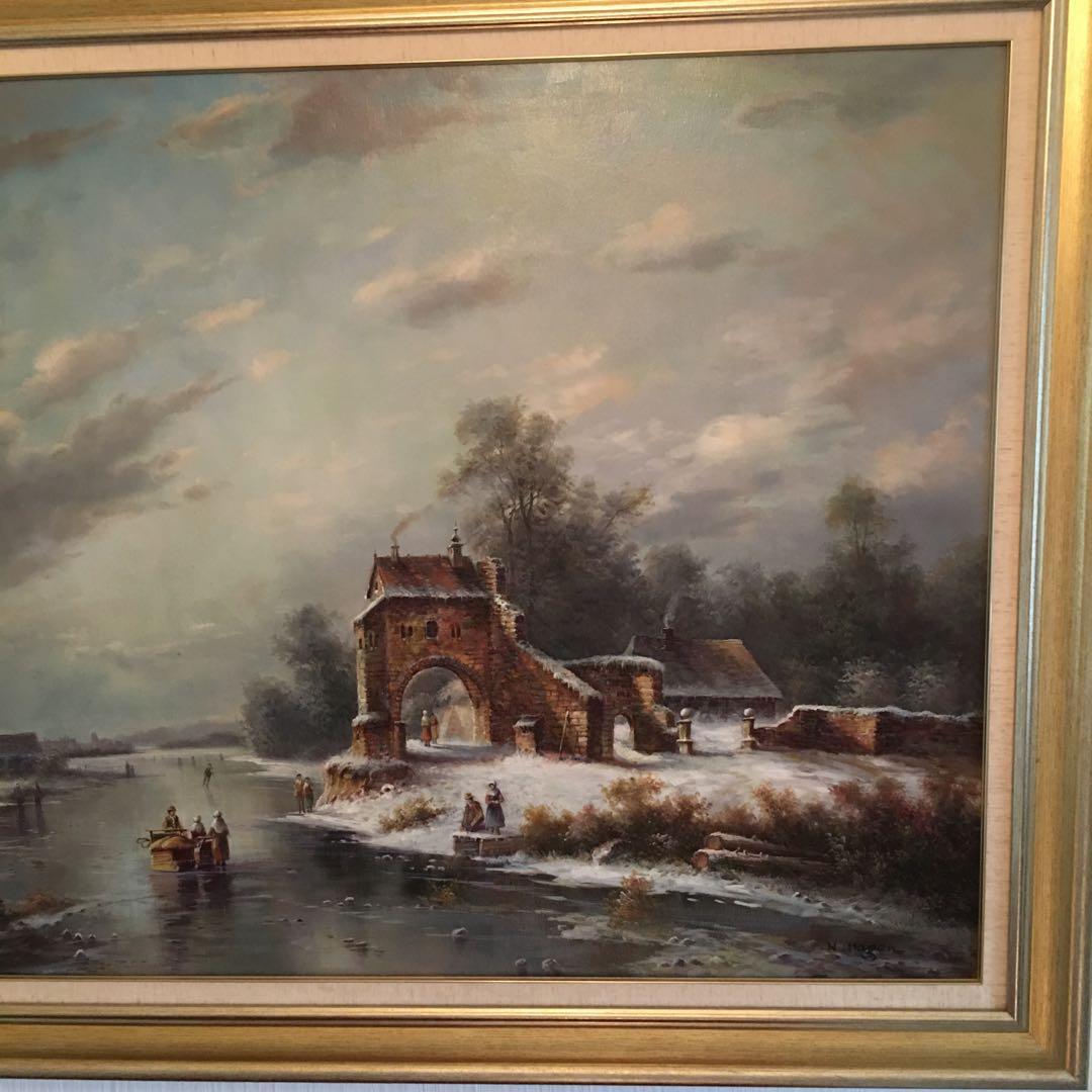 油絵ドイツ画家ホーゲン作品