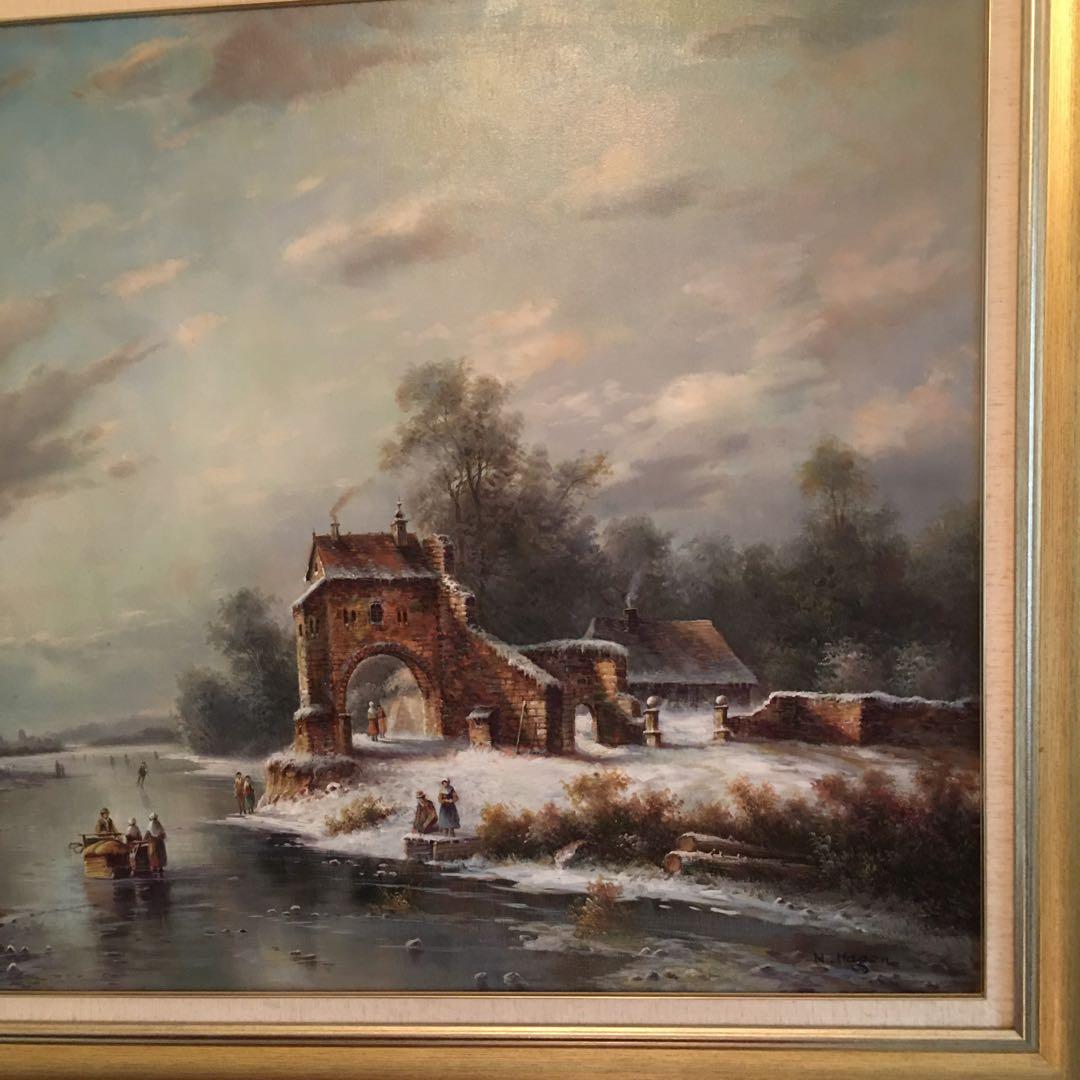 油絵ドイツ画家ホーゲン作品