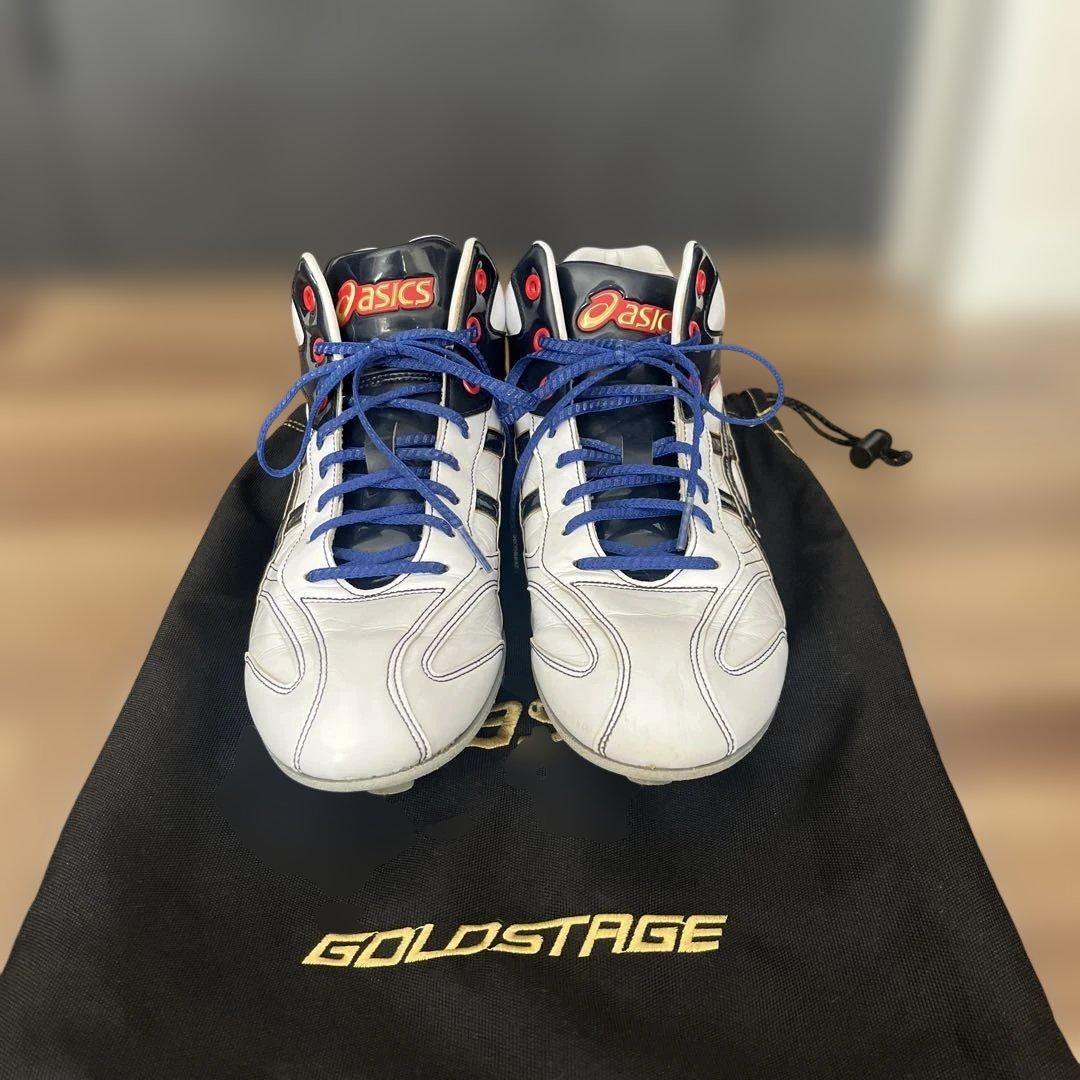 ASICS GOLDSTAGE スパイク ホワイト/ネイビー/レッド