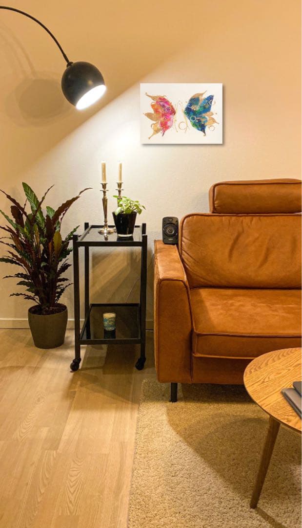 絵画　油絵　原画　蝶　北欧　カラフル　アート　インテリア　F4