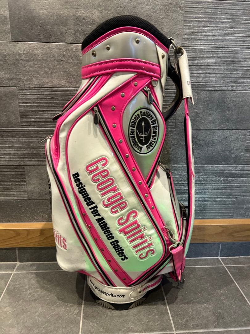 ジョージスピリッツキャディバッグ ホワイト×ピンク【数量限定・激レア】※難あり