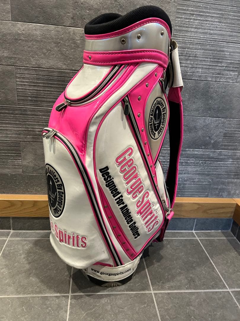 ジョージスピリッツキャディバッグ ホワイト×ピンク【数量限定・激レア】※難あり