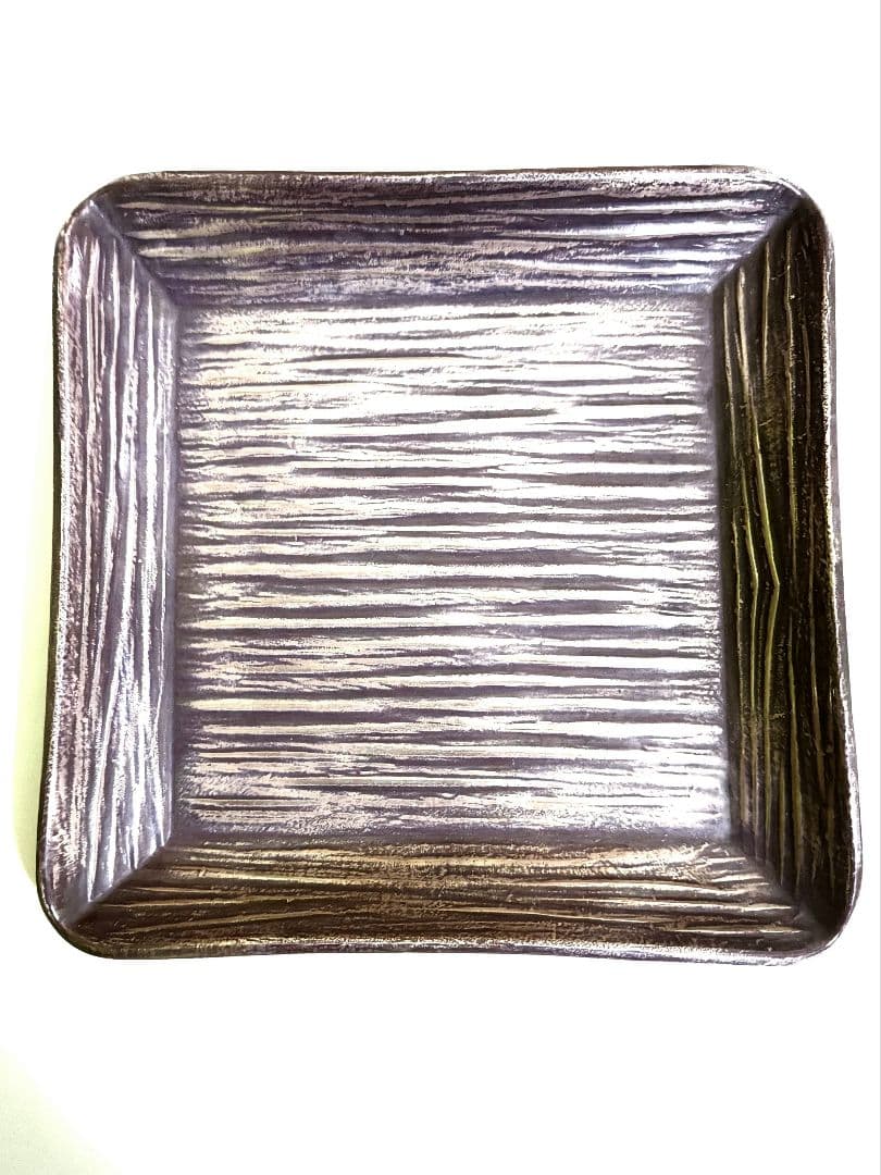 金工師 田中秀明 南鐐 片木目 四方盆 銀製 共箱