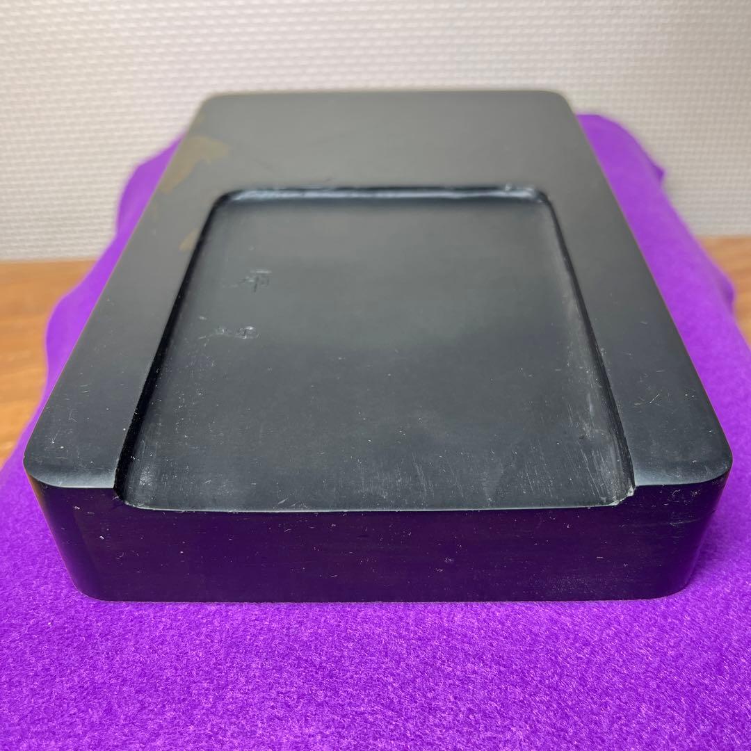 ⭕️雨畑硯　芳龍閣硯舗　風字様硯　四六大　石紋綺麗　墨1サービス　スッキリ気品大