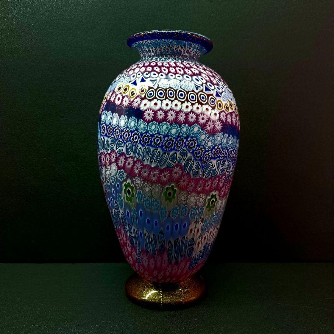 MURANO 大型 ムラノ ミルフィオリ 花瓶 オブジェ