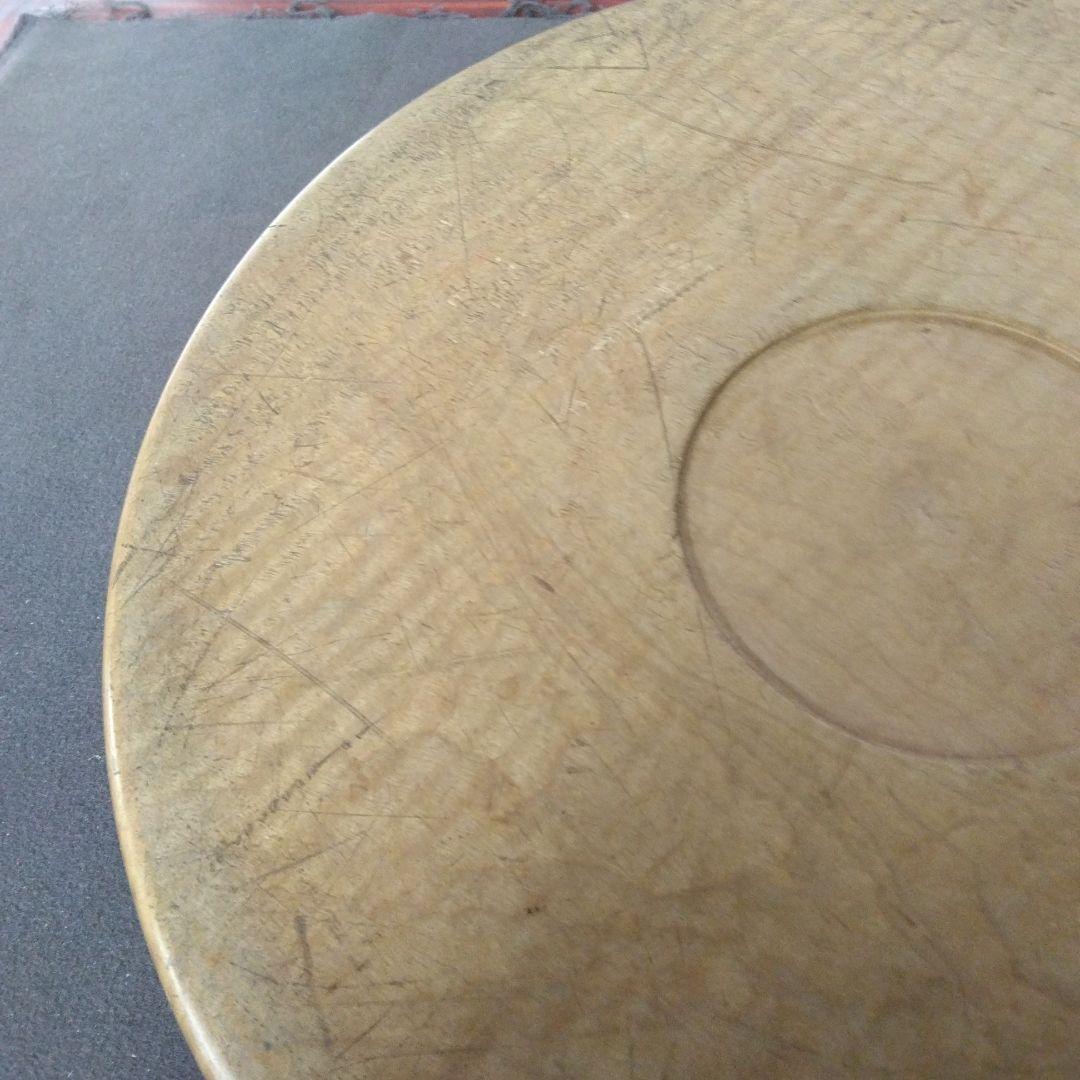 丸盆　くり抜き木工品　虎杢目