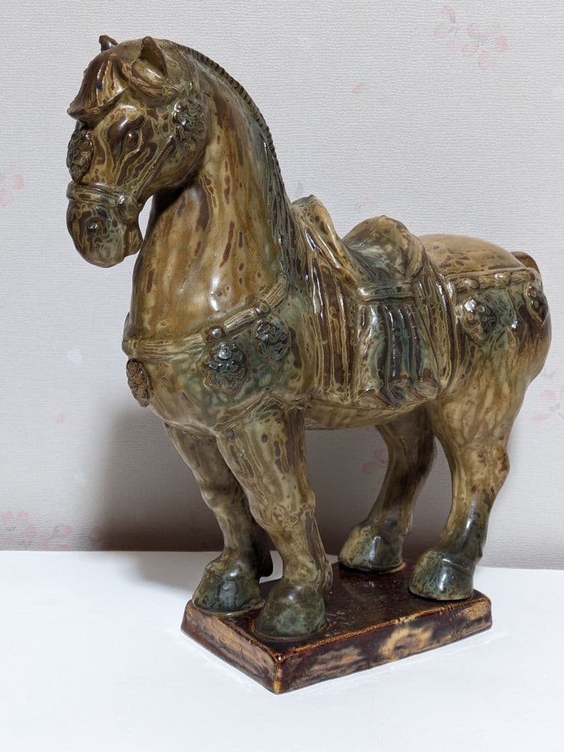 ♦三彩 馬置物 唐三彩 瀬戸系 本業窯 置物飾り 干支午年縁起物 美術品骨董品